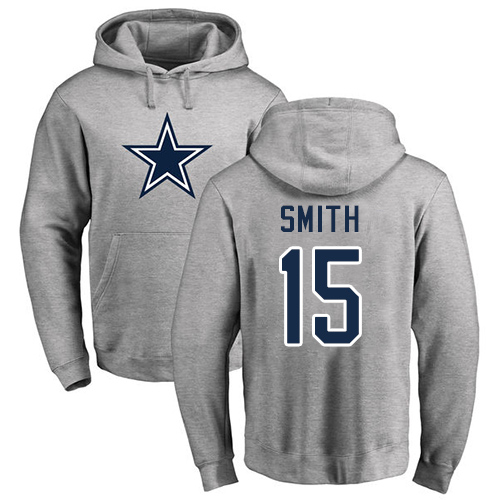 Men Dallas Cowboys Ash Devin Smith Name and Number Logo 15 Pullover NFL Hoodie Sweatshirts